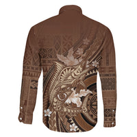 Samoa Tatau Marlin Family Matching Puletasi and Hawaiian Shirt With Siapo Motifs Brown
