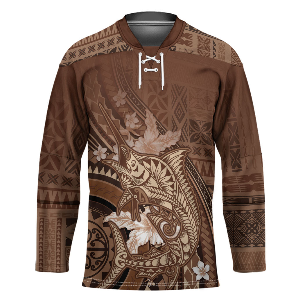 Samoa Tatau Marlin Hockey Jersey With Siapo Motifs Brown