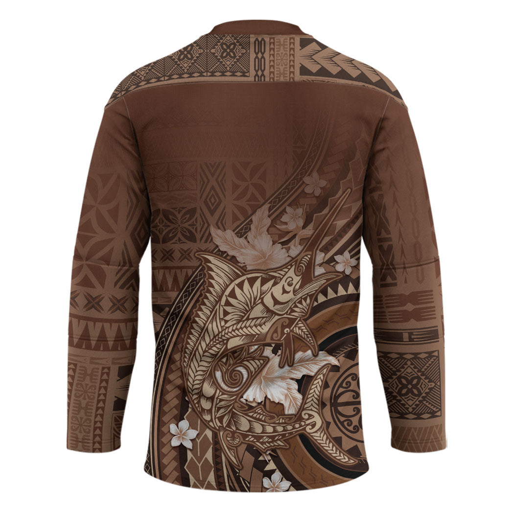 Samoa Tatau Marlin Hockey Jersey With Siapo Motifs Brown