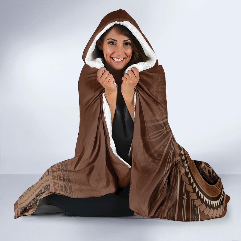 Samoa Tatau Marlin Hooded Blanket With Siapo Motifs Brown