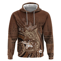 Samoa Tatau Marlin Hoodie With Siapo Motifs Brown