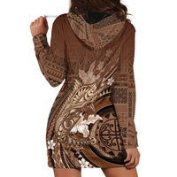 Samoa Tatau Marlin Hoodie Dress With Siapo Motifs Brown