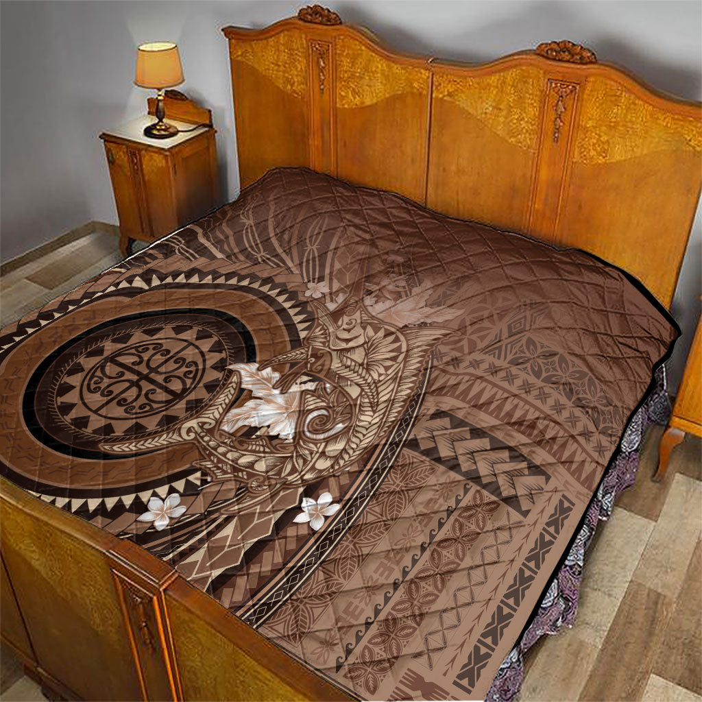 Samoa Tatau Marlin Quilt With Siapo Motifs Brown