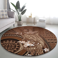 Samoa Tatau Marlin Round Carpet With Siapo Motifs Brown