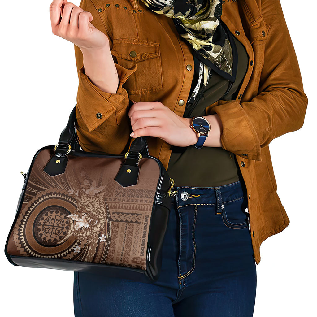 Samoa Tatau Marlin Shoulder Handbag With Siapo Motifs Brown
