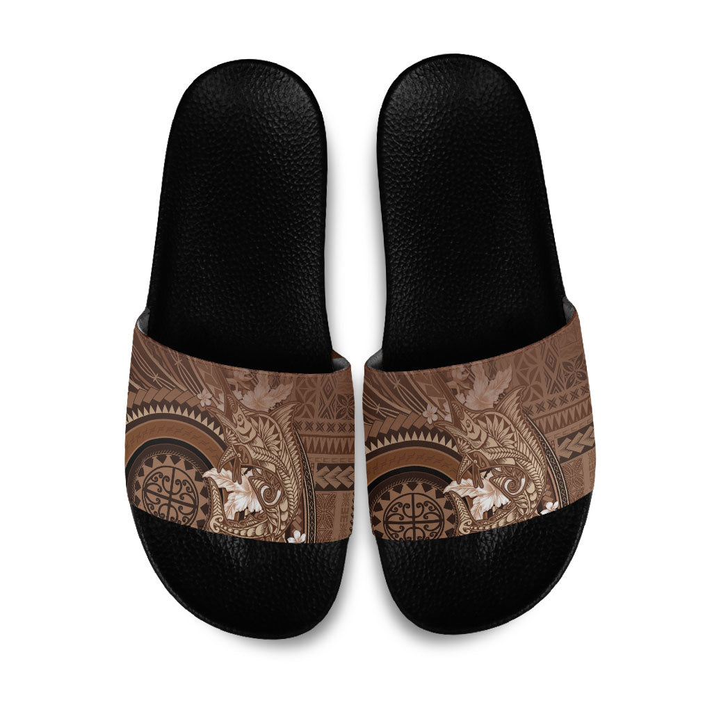 Samoa Tatau Marlin Slide Sandals With Siapo Motifs Brown