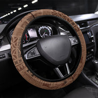 Samoa Tatau Marlin Steering Wheel Cover With Siapo Motifs Brown