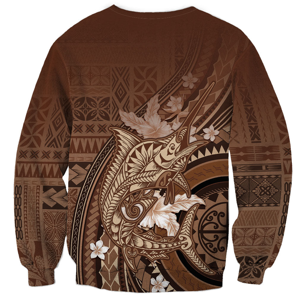 Samoa Tatau Marlin Sweatshirt With Siapo Motifs Brown