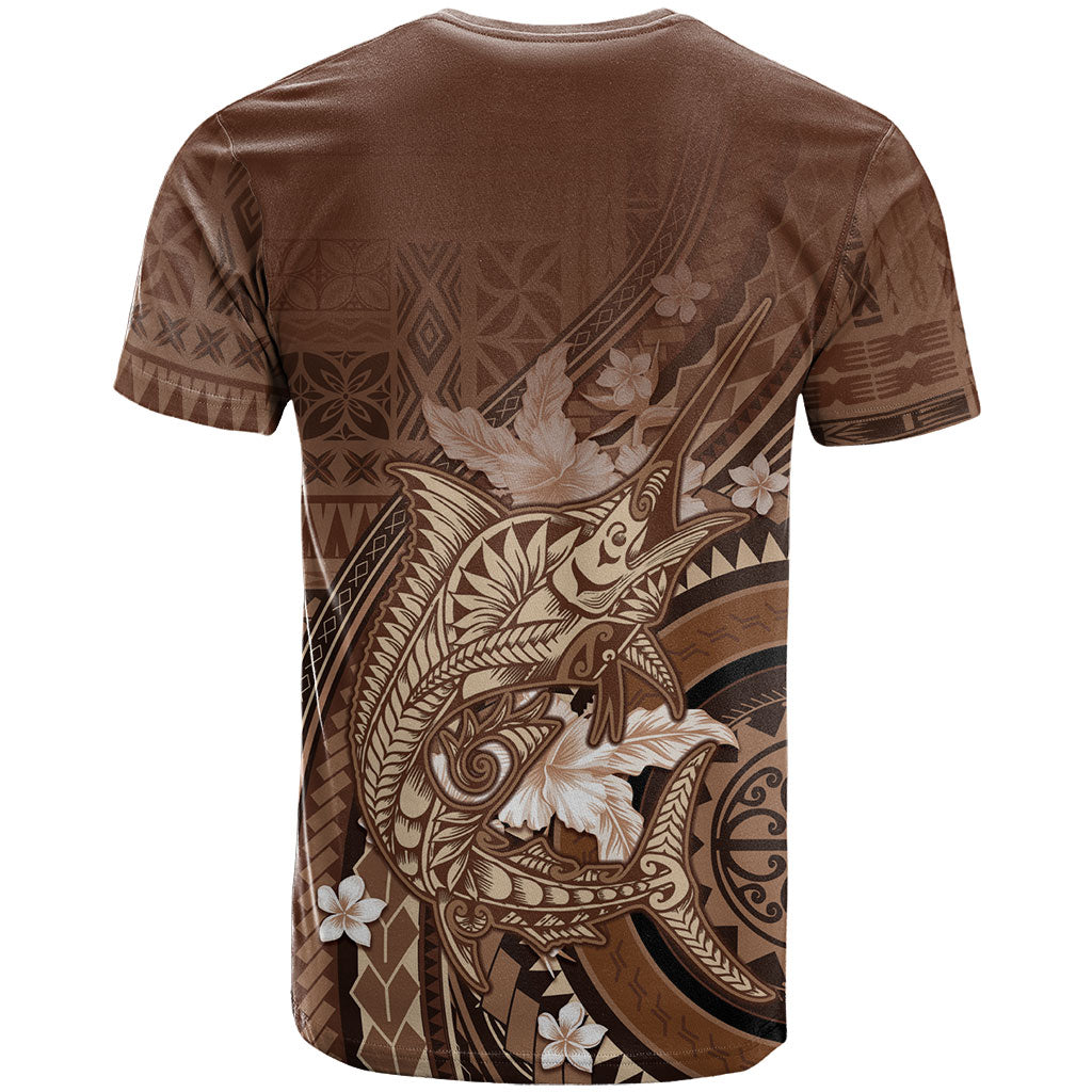 Samoa Tatau Marlin T Shirt With Siapo Motifs Brown