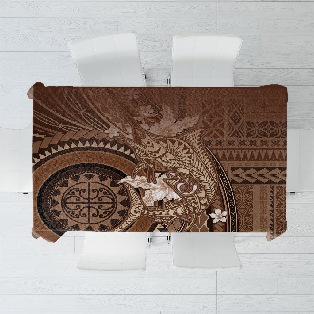 Samoa Tatau Marlin Tablecloth With Siapo Motifs Brown