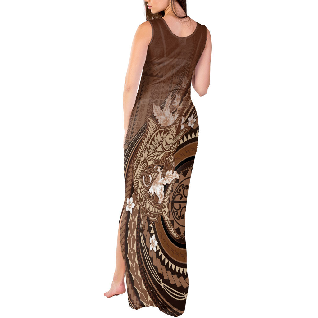 Samoa Tatau Marlin Tank Maxi Dress With Siapo Motifs Brown