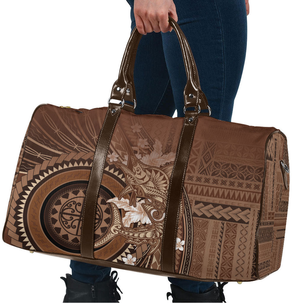Samoa Tatau Marlin Travel Bag With Siapo Motifs Brown