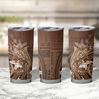 Samoa Tatau Marlin Tumbler Cup With Siapo Motifs Brown