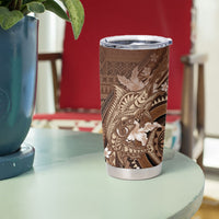 Samoa Tatau Marlin Tumbler Cup With Siapo Motifs Brown