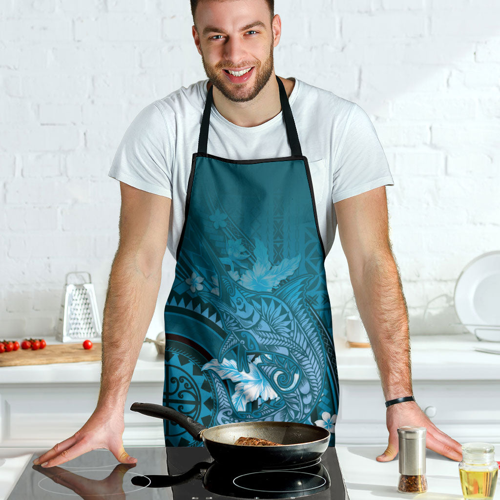 Samoa Tatau Marlin Apron With Siapo Motifs Teal