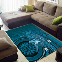Samoa Tatau Marlin Area Rug With Siapo Motifs Teal