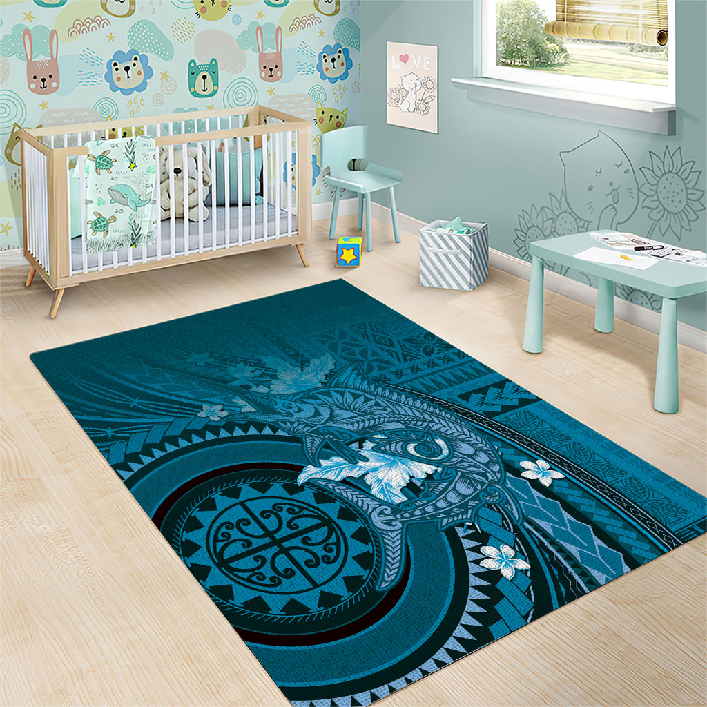 Samoa Tatau Marlin Area Rug With Siapo Motifs Teal