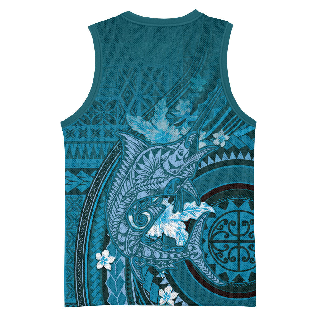 Samoa Tatau Marlin Basketball Jersey With Siapo Motifs Teal