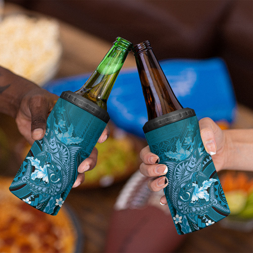 Samoa Tatau Marlin 4 in 1 Can Cooler Tumbler With Siapo Motifs Teal