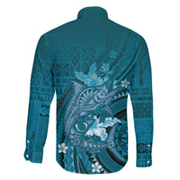 Samoa Tatau Marlin Family Matching Off Shoulder Maxi Dress and Hawaiian Shirt With Siapo Motifs Teal