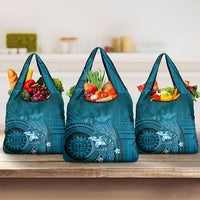 Samoa Tatau Marlin Grocery Bag With Siapo Motifs Teal