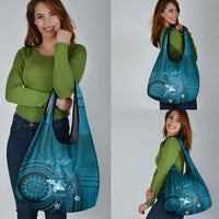 Samoa Tatau Marlin Grocery Bag With Siapo Motifs Teal