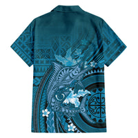 Samoa Tatau Marlin Hawaiian Shirt With Siapo Motifs Teal