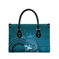 Samoa Tatau Marlin Leather Bag With Siapo Motifs Teal
