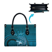 Samoa Tatau Marlin Leather Bag With Siapo Motifs Teal