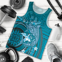 Samoa Tatau Marlin Men Tank Top With Siapo Motifs Teal