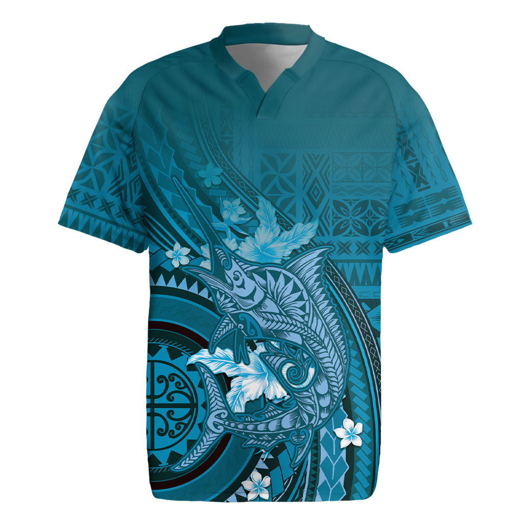 Samoa Tatau Marlin Rugby Jersey With Siapo Motifs Teal