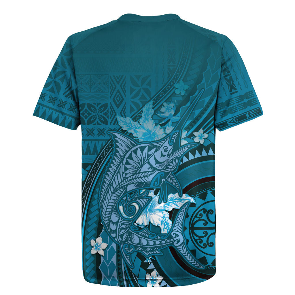 Samoa Tatau Marlin Rugby Jersey With Siapo Motifs Teal
