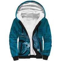 Samoa Tatau Marlin Sherpa Hoodie With Siapo Motifs Teal