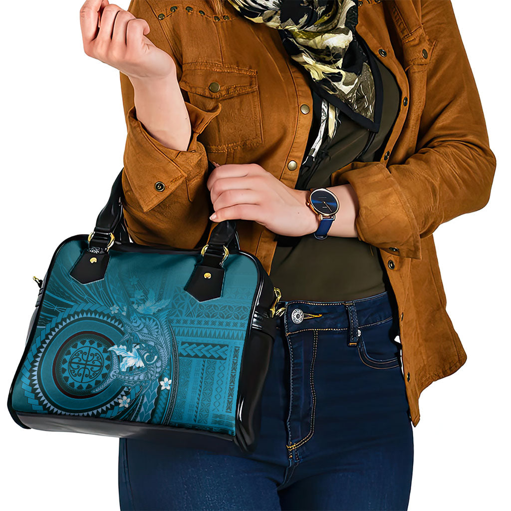 Samoa Tatau Marlin Shoulder Handbag With Siapo Motifs Teal