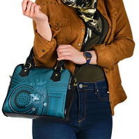 Samoa Tatau Marlin Shoulder Handbag With Siapo Motifs Teal