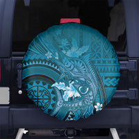 Samoa Tatau Marlin Spare Tire Cover With Siapo Motifs Teal