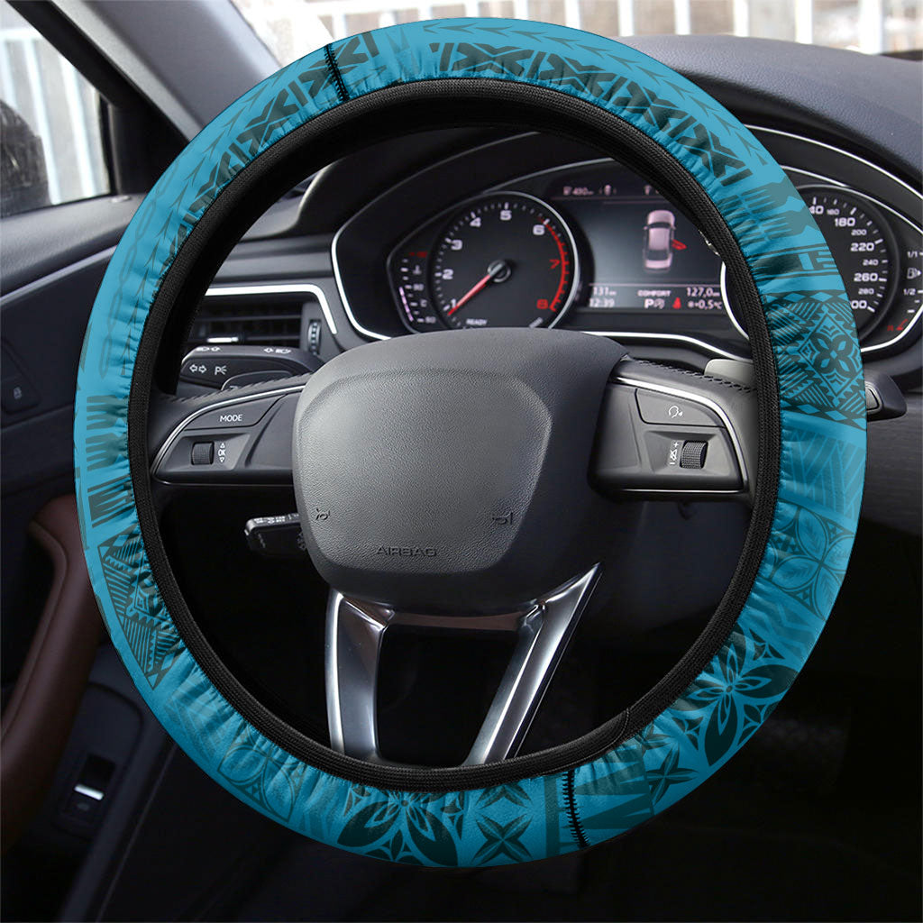 Samoa Tatau Marlin Steering Wheel Cover With Siapo Motifs Teal