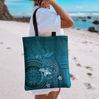 Samoa Tatau Marlin Tote Bag With Siapo Motifs Teal