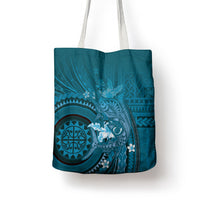 Samoa Tatau Marlin Tote Bag With Siapo Motifs Teal
