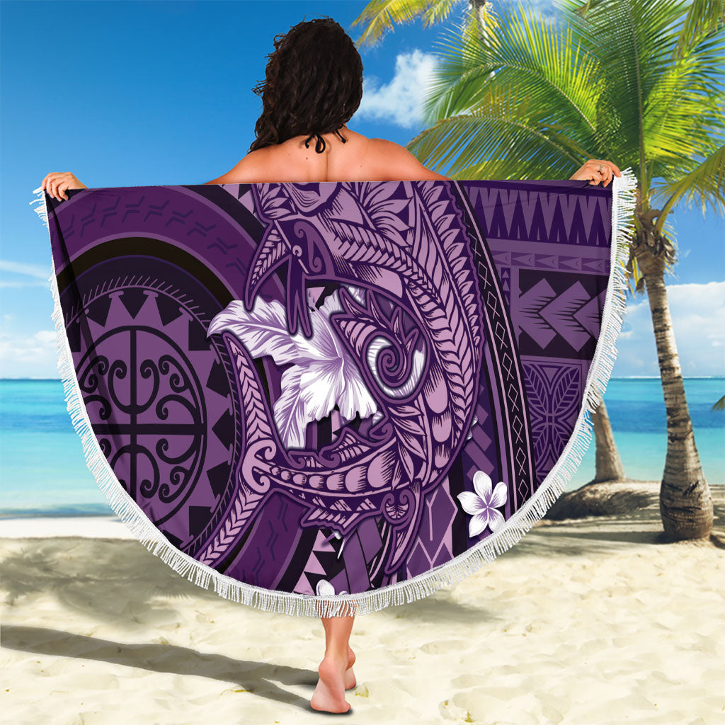 Samoa Tatau Marlin Beach Blanket With Siapo Motifs Violet