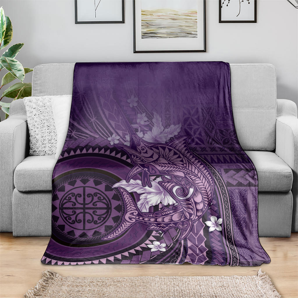 Samoa Tatau Marlin Blanket With Siapo Motifs Violet