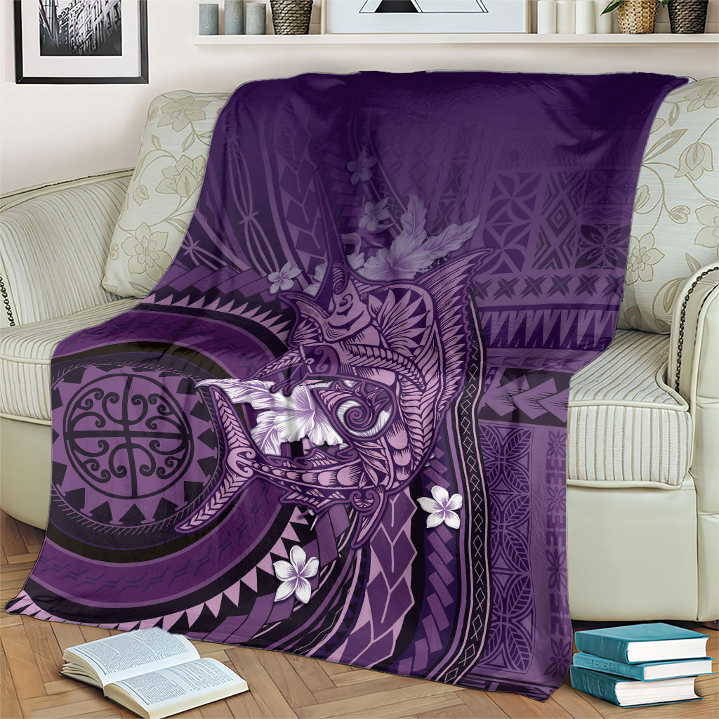 Samoa Tatau Marlin Blanket With Siapo Motifs Violet