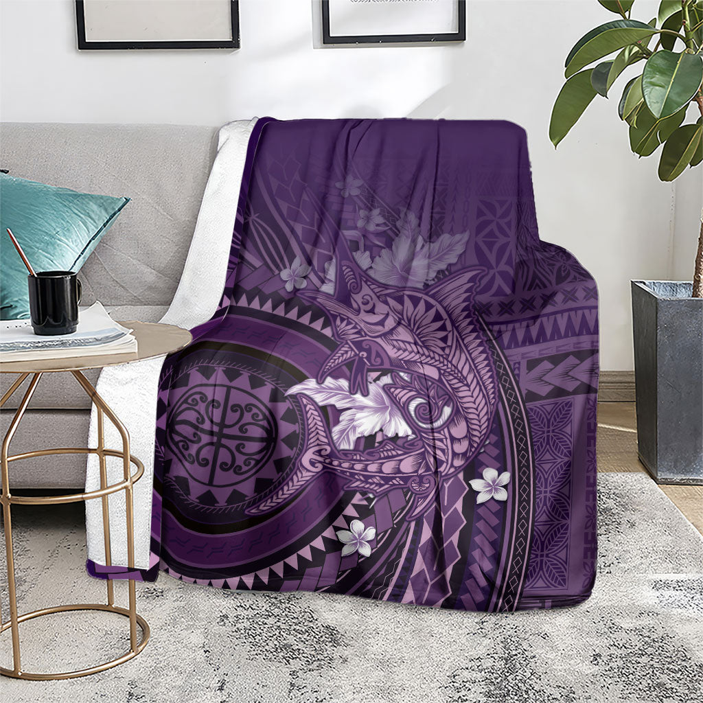 Samoa Tatau Marlin Blanket With Siapo Motifs Violet
