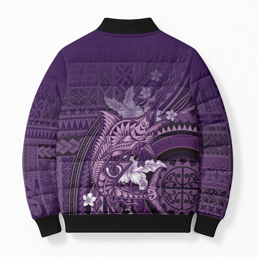 Samoa Tatau Marlin Bomber Puffer Jacket With Siapo Motifs Violet