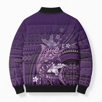 Samoa Tatau Marlin Bomber Puffer Jacket With Siapo Motifs Violet
