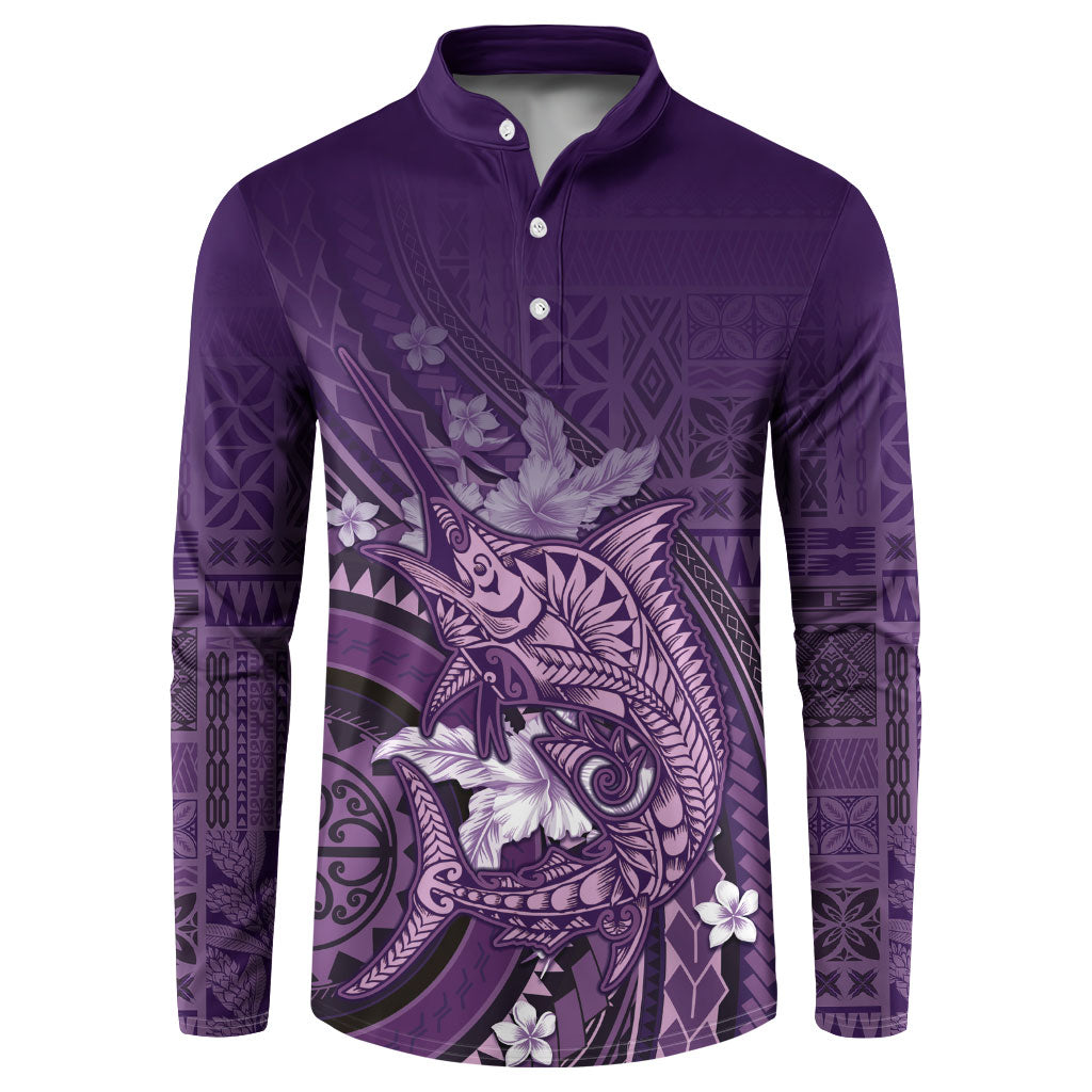 Samoa Tatau Marlin Button Sweatshirt With Siapo Motifs Violet