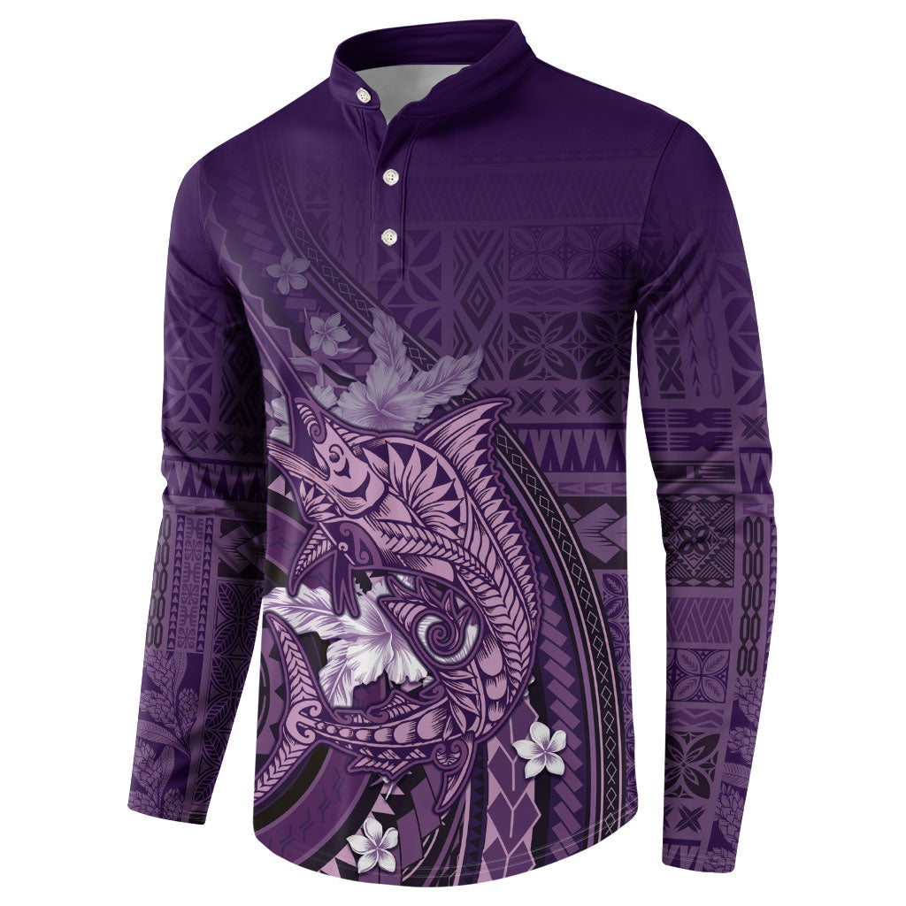 Samoa Tatau Marlin Button Sweatshirt With Siapo Motifs Violet