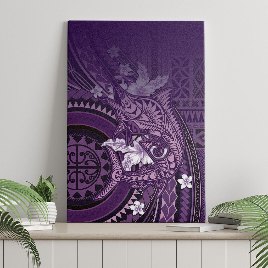 Samoa Tatau Marlin Canvas Wall Art With Siapo Motifs Violet