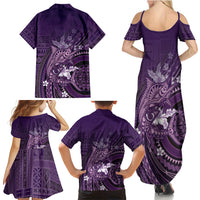 Samoa Tatau Marlin Family Matching Summer Maxi Dress and Hawaiian Shirt With Siapo Motifs Violet