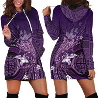 Samoa Tatau Marlin Hoodie Dress With Siapo Motifs Violet
